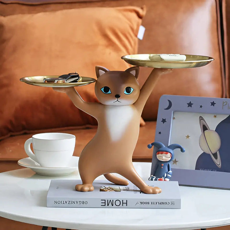 TidyCat – Dekorativ kattehængende bakkestatue til borddekoration