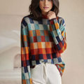 Elizabeth – Overdimensioneret sweater med ternet mønster og lange ærmer