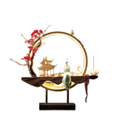 AncientGlow - Håndlavet Keramiklampe med Rundt Engel Design og Røgelse