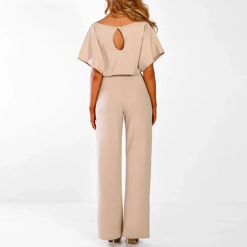 Maya - Kort Ærmer Rund Hals Jumpsuit