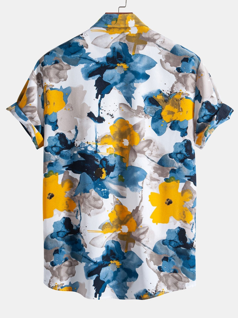 Everly - Kortærmet skjorte med blomsterprint og knaplukning