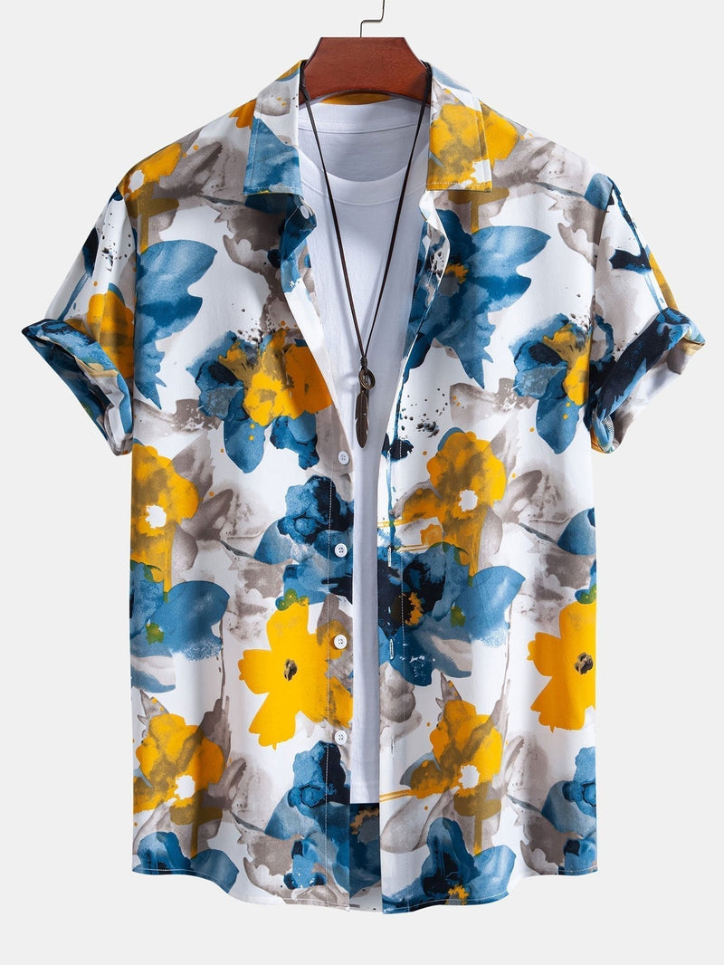 Everly - Kortærmet skjorte med blomsterprint og knaplukning