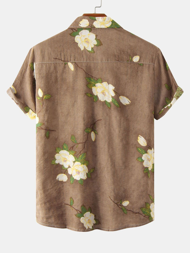 George – Moderne skjorte med korte ærmer og blomsterprint i vintage stil