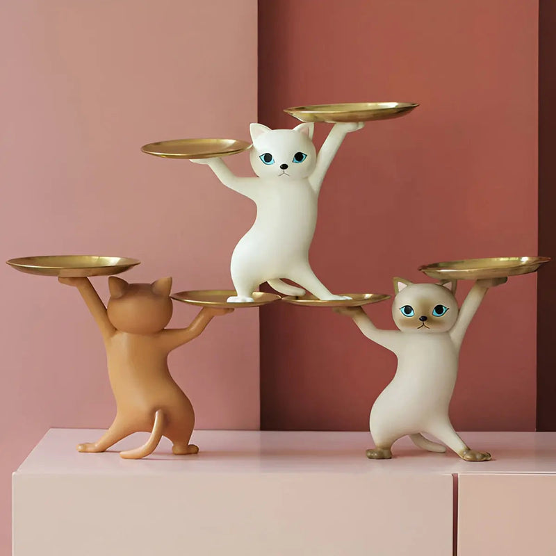 TidyCat – Dekorativ kattehængende bakkestatue til borddekoration