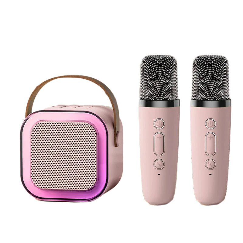 EchoWave - Bærbar mini-karaokemaskine med to trådløse mikrofoner og klar stereolyd